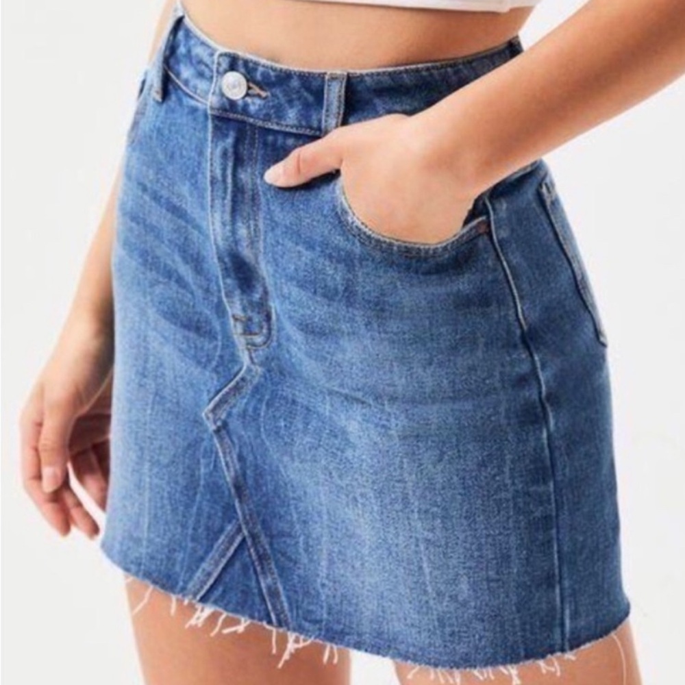 PacSun Cut-Off Denim Mini Skirt
